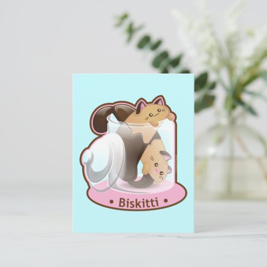 Purrista Pawfee: Biscotti Cats Briefkaart (Staand voorkant)