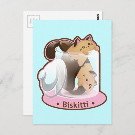 Purrista Pawfee: Biscotti Cats Briefkaart (Voorkant / Achterkant)