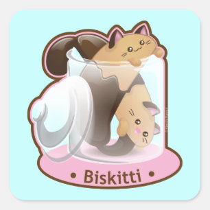 Purrista Pawfee: Biscotti Cats Vierkante Sticker