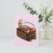Purrista Pawfee: Cute Cat Cake Slice Briefkaart (Staand voorkant)
