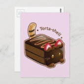 Purrista Pawfee: Cute Cat Cake Slice Briefkaart (Voorkant / Achterkant)
