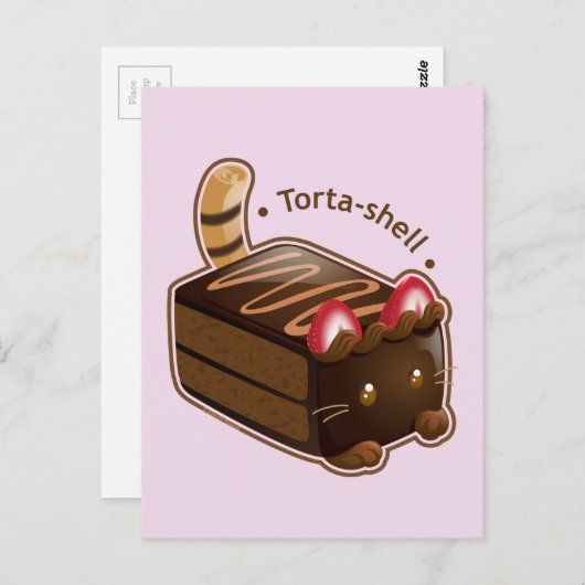 Purrista Pawfee: Cute Cat Cake Slice Briefkaart (Voorkant / Achterkant)