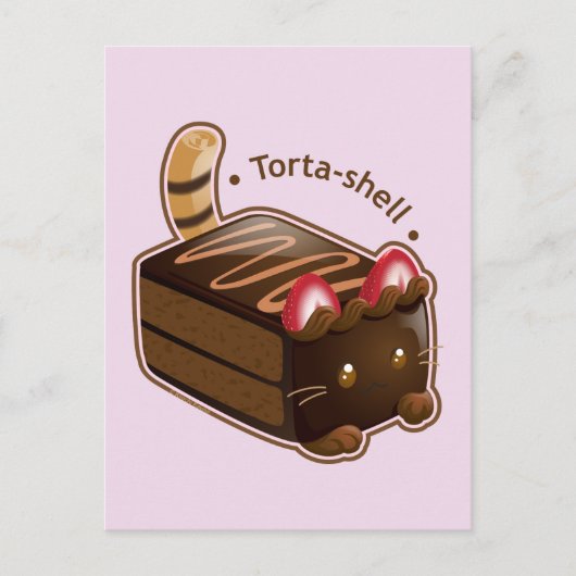Purrista Pawfee: Cute Cat Cake Slice Briefkaart (Voorkant)