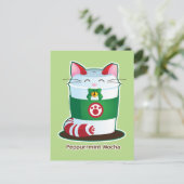 Purrista Pawfee - Cute Holiday Coffee Cat Feestdagenkaart (Staand voorkant)
