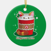 Purrista Pawfee: Cute Holiday Ginger Cat Coffee Keramisch Ornament (Voorkant)