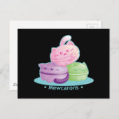 Purrista Pawfee: Cute Kitty Cat Macarons Briefkaart (Voorkant / Achterkant)