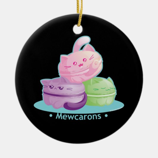 Purrista Pawfee: Cute Kitty Cat Macarons Keramisch Ornament (Voorkant)