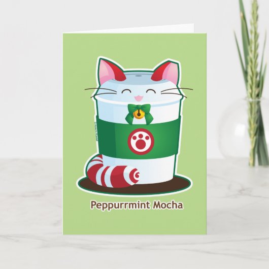 Purrista Pawfee - de Leuke Kat van de Koffie van Feestdagen Kaart (Voorkant)