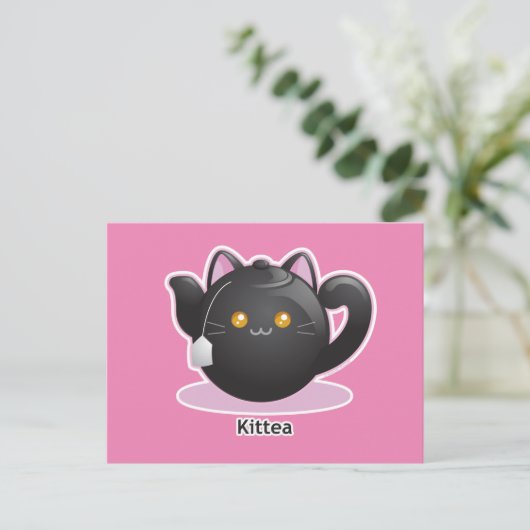 Purrista Pawfee: Kat Tea Pot Briefkaart (Staand voorkant)
