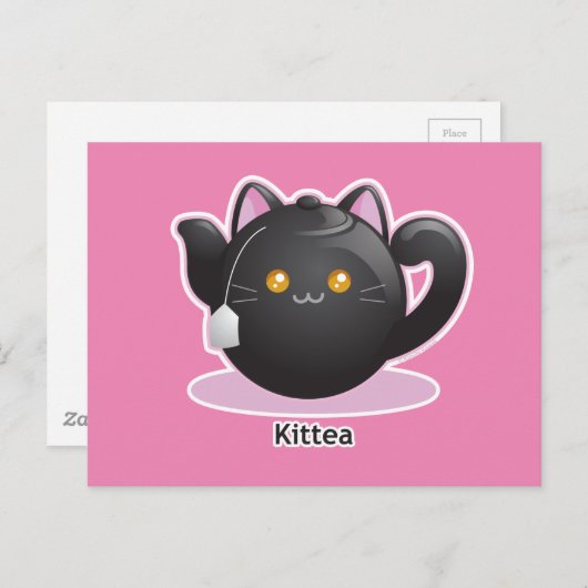 Purrista Pawfee: Kat Tea Pot Briefkaart (Voorkant / Achterkant)