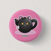 Purrista Pawfee: Kat Tea Pot Ronde Button 3,2 Cm (Voorkant)