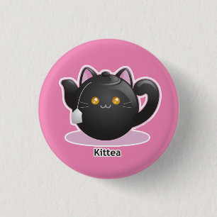 Purrista Pawfee: Kat Tea Pot Ronde Button 3,2 Cm