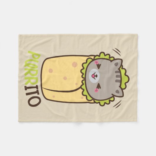 Purrito Burrito Cat Fleece Blanket (Voorkant (Horizontaal))