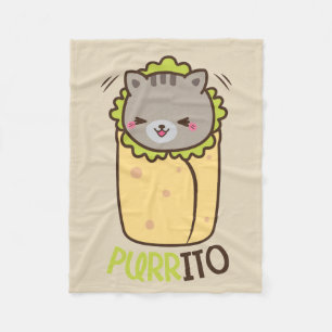 Purrito Burrito Cat Fleece Blanket