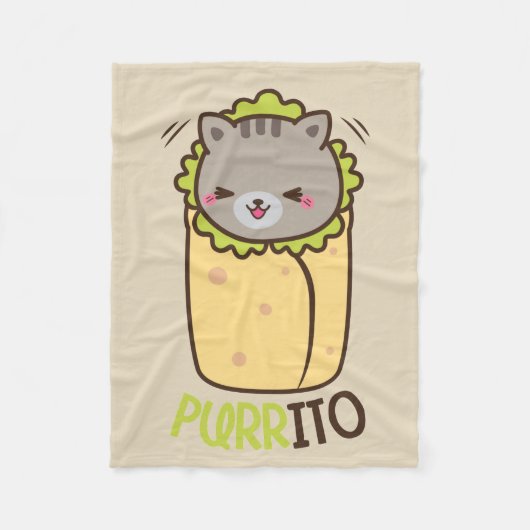 Purrito Burrito Cat Fleece Blanket Deken (Voorkant)