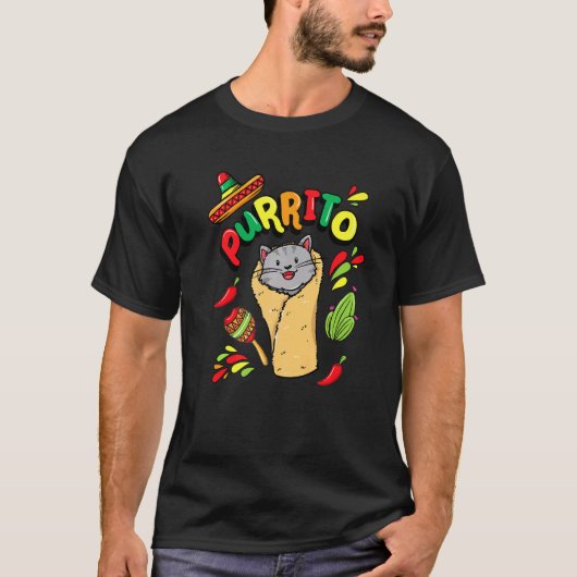 Purrito Burrito Kitty Kat Kitten Cinco De Mayo T-shirt (Voorkant)