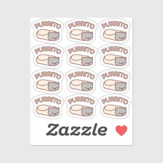 PURRITO Cat Burrito DOZEN Mini Stickers (Vel)