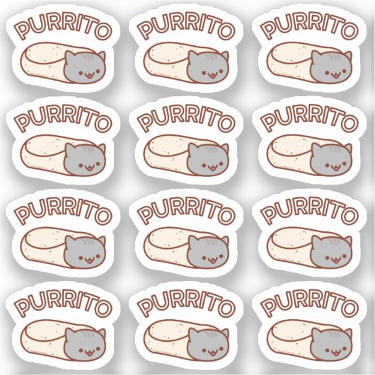 PURRITO Cat Burrito DOZEN Mini Stickers (Voorkant)