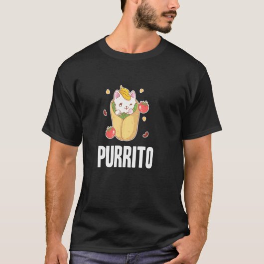 Purrito Cat Burrito Pun Funny Mexican Food Kat T-shirt (Voorkant)