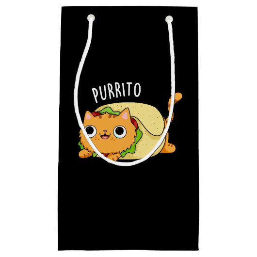 Purrito Funny Cat Burrito Pun Dark BG Klein Cadeauzakje (Voorkant)