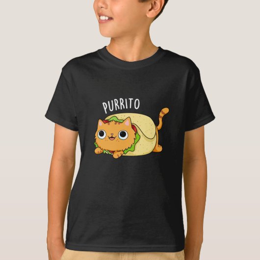 Purrito Funny Cat Burrito Pun Dark BG T-shirt (Voorkant)
