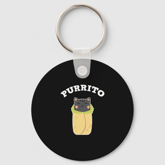 Purrito Funny Cat Pun Cat Lover Burrito Mexicaans Sleutelhanger (Voorkant)