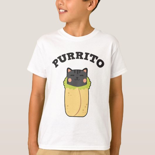 Purrito Funny Cat Pun Cat Lover Burrito Mexicaans T-shirt (Voorkant)