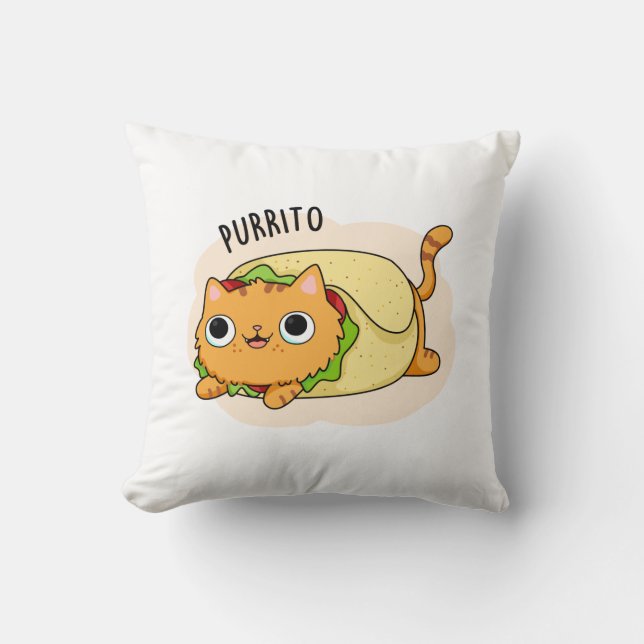 Purrito Grappige Kat Burrito Pun Kussen (Voorkant)