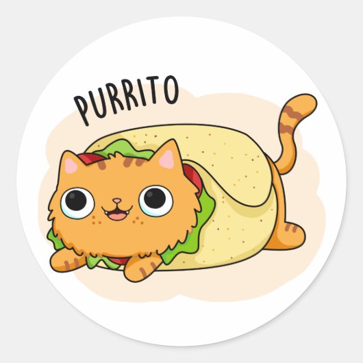 Purrito Grappige Kat Burrito Pun Ronde Sticker (Voorkant)