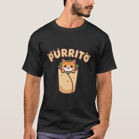 Purrito Grappige Kat Liefhebber T-Shirt (Voorkant)