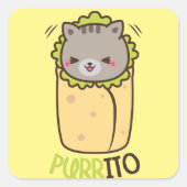 Purrito Kat Burrito Vierkante Sticker (Voorkant)