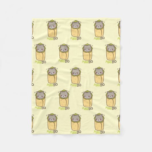 Purrito Kitty Cat Burrito Fleece Deken (Voorkant)