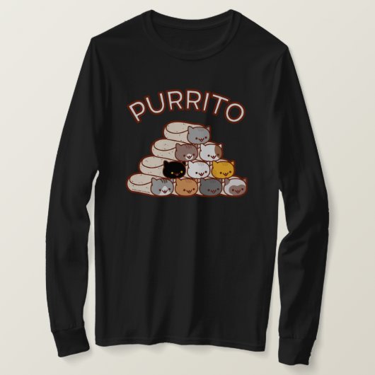 PURRITO PYRAMID Cat Burrito T-SHIRT met lange mouw (Design voorkant)