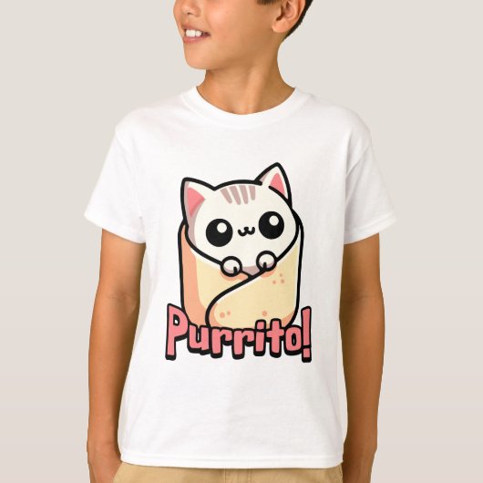 Purrito! Schattigee Burrito Cat Pun T-shirt (Voorkant)