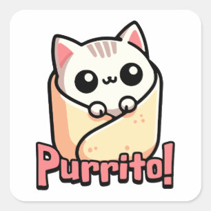 Purrito! Schattigee Burrito Cat Pun Vierkante Sticker