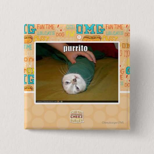 purrito vierkante button 5,1 cm (Voorkant)