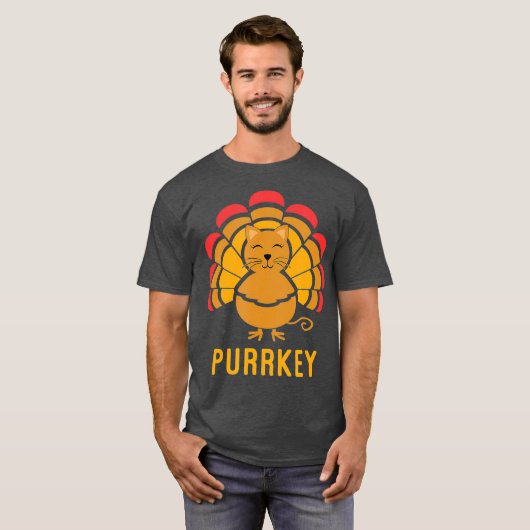 Purrkey Turkey Cat Pun Funny Thanksgiving Cat T-shirt (Voorkant volledig)