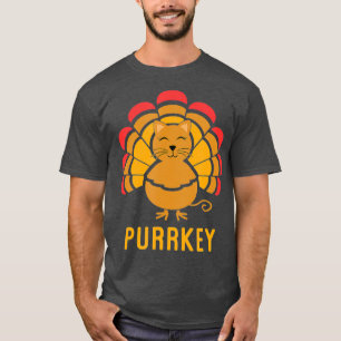 Purrkey Turkey Cat Pun Funny Thanksgiving Cat T-shirt