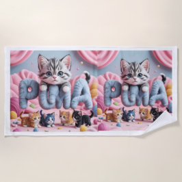 PURRMA Cute Kitten Beach Towel Strandlaken