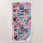 PURRMA Cute Kitten Beach Towel Strandlaken (Voorkant)