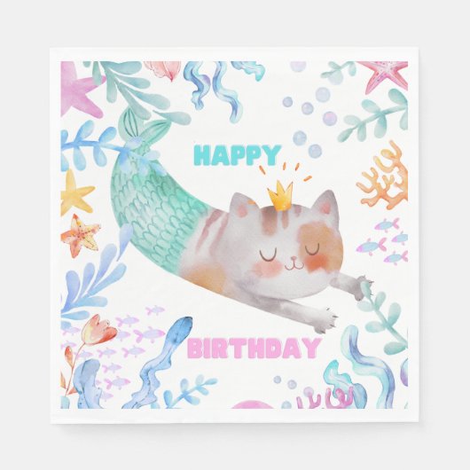 PurrMaid Birthday Napkin Servet (Voorkant)