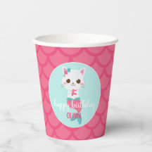 Purrmaid Kitty Zeemeermin Roze Schubben verjaardag