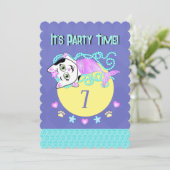Purrmaid Party Time uitnodiging (Staand voorkant)
