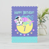 Purrmaid uitnodiging (Staand voorkant)