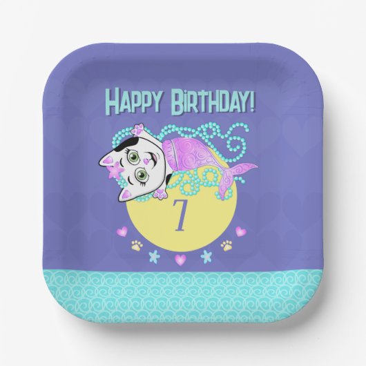 Purrmaid uitnodiging papieren bordje (Voorkant)