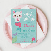 Purrmaid Zeemeermin Kitty Zwembad Feest Verjaardag