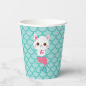 Purrmaids Zeemeermin Kat turquoise verjaardagsfees Papieren Bekers (Voorkant)