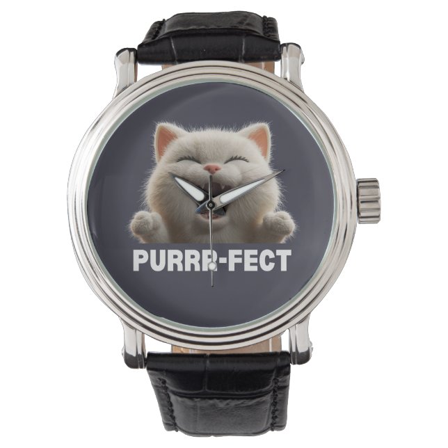 PURRR-FECT Hilarious Laughing Cat Meme T Shirt Horloge (Voorkant)
