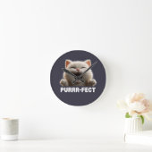PURRR-FECT Hilarious Laughing Cat Meme T Shirt Ronde Klok (Huis)