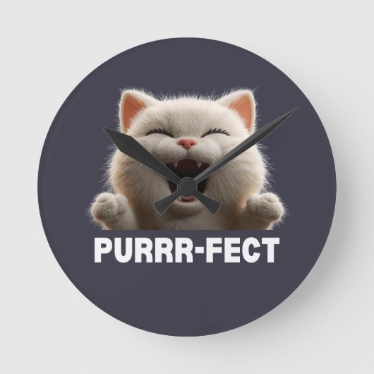PURRR-FECT Hilarious Laughing Cat Meme T Shirt Ronde Klok (Voorkant)
